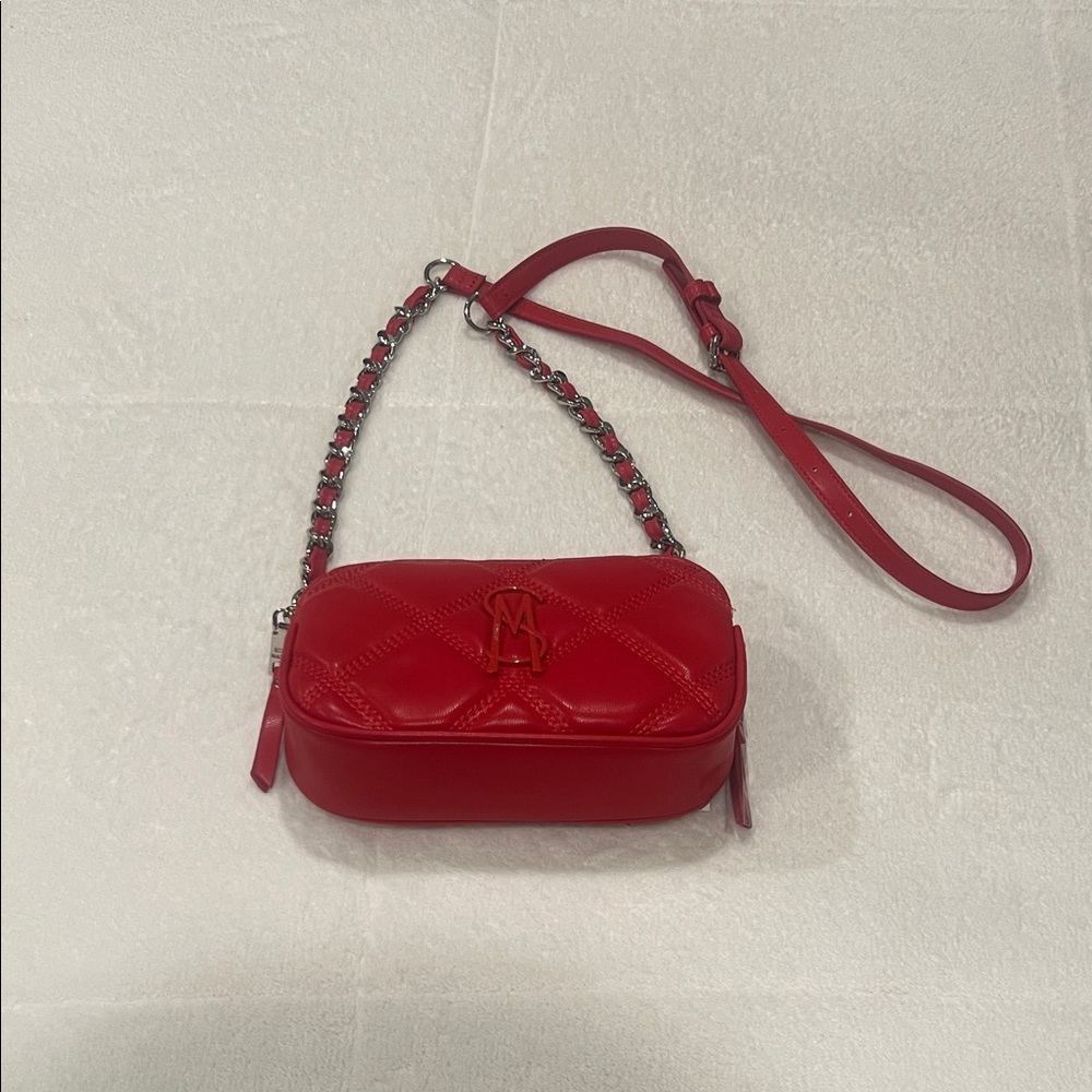 Vibrant Red Crossbody Bag with Chain